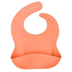 Babador-Infantil-de-Silicone-com-Pega-Migalhas-Laranja
