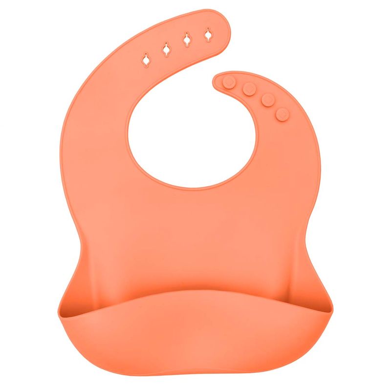 Babador-Infantil-de-Silicone-com-Pega-Migalhas-Laranja Babador-Infantil-de-Silicone-com-Pega-Migalhas-Laranja