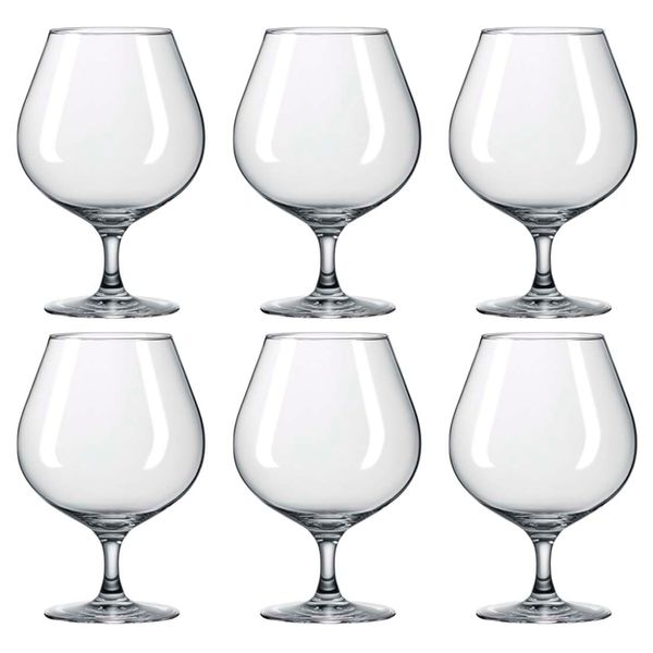 Jogo de 6 Taças de Cristal Para Conhaque 660 Ml Classic