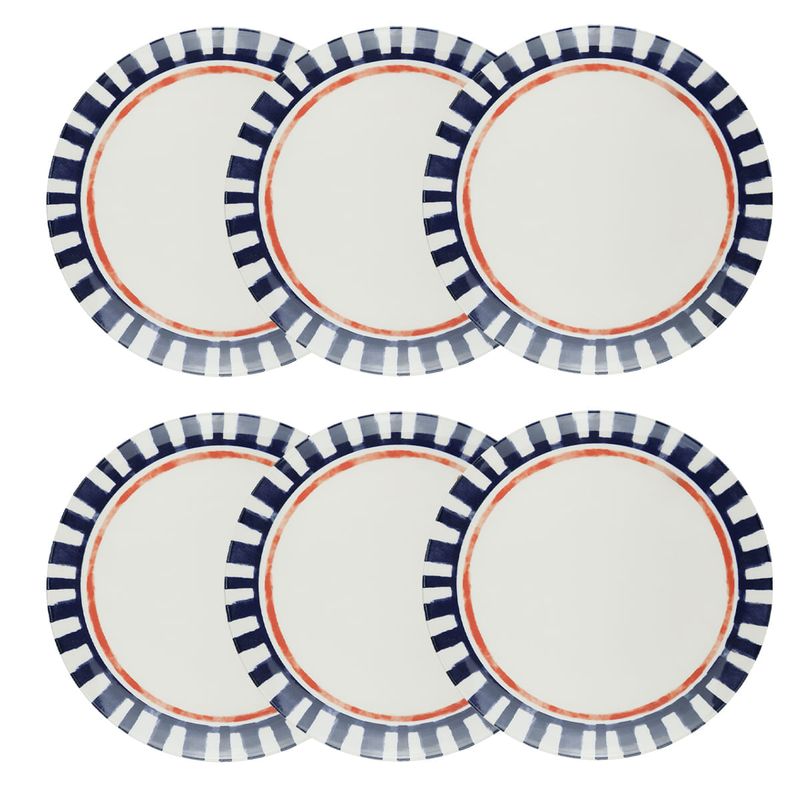 Jogo de 6 Pratos Rasos 26 Cm Unni Maré