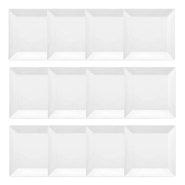 Jogo de 12 Pratos Rasos 26,5x26,5 Cm Quartier White