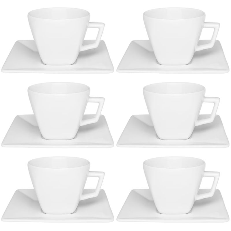 Jogo de 6 Xícaras Grandes 200 Ml Com Pires Quartier White Jogo de 6 Xícaras Grandes 200 Ml Com Pires Quartier White